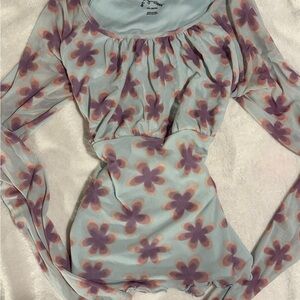 Art Class Floral Blouse - Purple and Blue